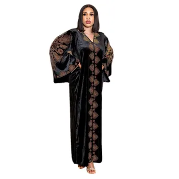 Alta Qualidade Strass Veludo Vestidos De Noite De Moda Muçulmana Womens Festa Maxi Vestido De Dubai, Turquia Femme Túnica Solta, Kaftan