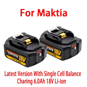 Especial offer18V 6.0 Ah Recarregável Ferramentas de Potência da Bateria 100% Original Makita LXT BL1860B BL1850 BL1840 BL 1830, Com LED