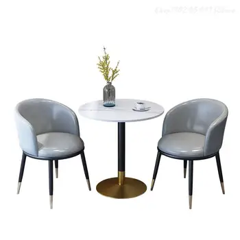 Rock Conselho Mesa E Cadeira Combinação Internet Celebridade Leite Loja De Chá De Lazer Recepção De Negociação De Luz Em Mármore De Luxo Tabela