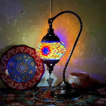 Moroccan Vintage Candeeiro De Mesa De Mosaico De Estudo De Iluminação Decorativa De Café Penteadeira Decorativos De Cabeceira Decoração Do Quarto Do Bebê Lâmpada De Mesa