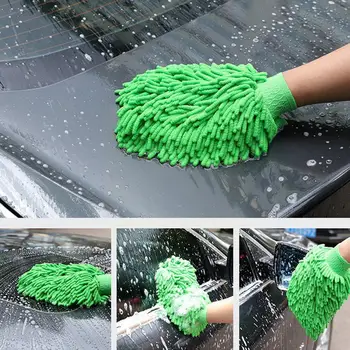 Carro de Limpeza de Secagem Luvas Ultrafinas Fibras de Chenille Microfibra Casa Luva de Acessórios de Lavagem Lavar a Janela de Ferramenta de Auto Carro Cle K0U5