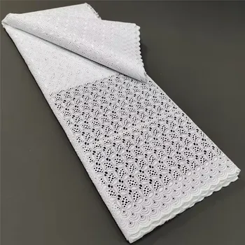 branco africano tecido do laço suíço de luxo de rendas tecidos de alta qualidade 2023 brodé autriche algodão nouveauté nigeriano material do laço 5Y