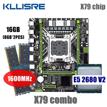 Kllisre placa-mãe X79 combo kit conjunto LGA 2011 E5 2680 V2 CPU 2*8GB de memória sdram DDR3 a 1600 ECC RAM