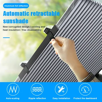 Carro Protetor solar para-Sol Retrátil de pára-brisa, pára-Sol Viseira Cortina Solar UV Proteção 46/65/70cm B88