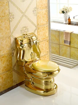 Estilo europeu palácio de ouro wc retro hotel de cor secretária de alívio de dividir banheiro cor de ouro criativo wc