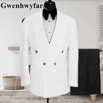 Gwenhwyfar Branco Brilhante 2023 Novo Design, Moda, Homens De Terno Branco Xale De Lapela Business Casual Smoking, Vestido De Noite 2 Peças Blazer