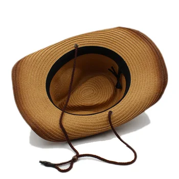 Western Chapéu de Cowboy Mulheres de Verão de Palha Boêmio de Borla Sombrero Hombre Praia em reverssa Jazz Chapéu de Sol de Tamanho 57-59CM