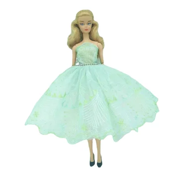 Floral verde Ballet Vestido Para a Boneca Barbie com Roupas da Princesa Roupas 1/6 Bonecas Acessórios de Strass 3-camada de Saia Vestido de baile Brinquedos