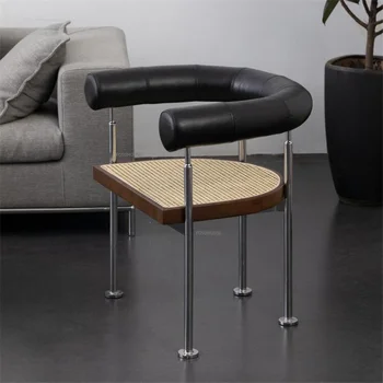 Nordic de Aço Inoxidável, Cadeiras, Móveis de Luxo para a Sala de Designer Moderno Cadeira de Jantar de Casa, Lazer, Encosto de Vime, Cadeira