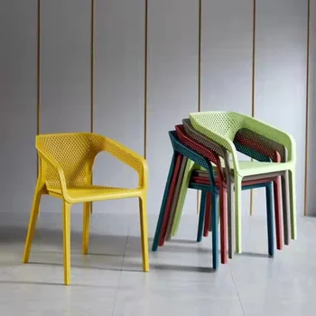 Plástico Norte Da Europa Simplicidade Pp Escavado Presidente Café Empilhados Cadeiras De Encosto Confortável Poltrona
