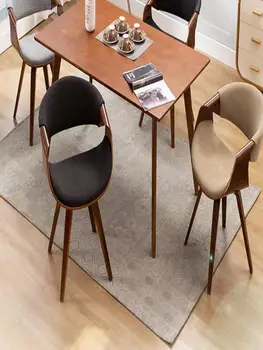 Italiano simples cadeira de jantar, casa, Nórdicos, de madeira maciça, minimalista cadeira de jantar, couro, preto varanda, lazer, escrita