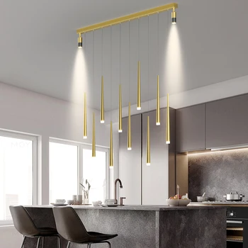 Moderno Design Simples LED luminária Para Sala de Jantar, Cozinha, Bar, Sala de estar, Quarto Longa Tira de Ouro Spotlight Luz do Candelabro