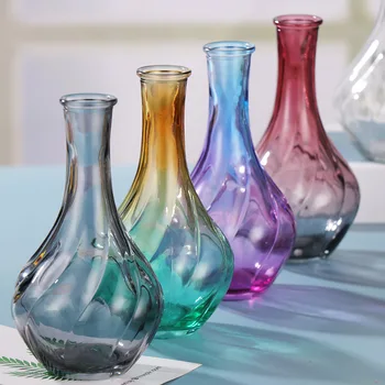 Transparente colorido de Vasos de Vidro para Plantas Garrafa Nórdicos Vaso de Flor Criativo Hidropônico Terrário Recipiente Flor Tabela Pote