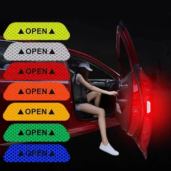 6Pcs Reflexiva Porta do Carro Autocolante de Segurança de Abertura de Aviso de Fita reflectora Decalque Auto Car Acessórios Exterior Interior do Refletor