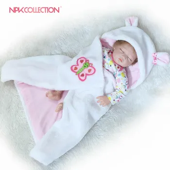 NPKCOLLECTION 55CM de Silicone Reborn Baby Doll Macio Realista Bebe Menina Bonecas Viva Real Bebê Realista de Aniversário, Presente de Natal
