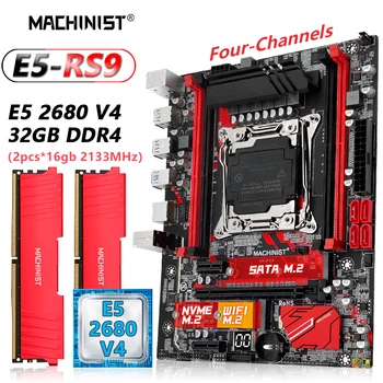 MAQUINISTA X99 placa-Mãe Kit Xeon E5 2680 V4 DDR4 32GB de Memória RAM LGA 2011-3 Combinação de Processador CPU NVME M. 2 WIFI de Quatro canais RS9