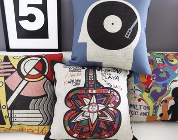 Nordic Cartazes de Música fronha de Guitarra Travesseiro capa de almofada de Linho fronha de casa ,Almofadas decorativas
