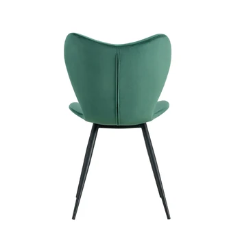 Cadeiras de jantar em conjunto de 2, Verde Escuro de veludo da Cadeira da cozinha moderna cadeira com a perna de metal