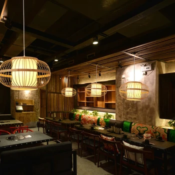 Bambu Arte De Bambu Lustre Criativo, B & B Restaurante Panela Quente Restaurante Lanterna Chá Quarto De Hotel Pousada Bambu Abajur