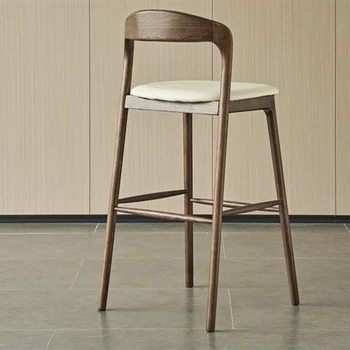 Nordic Alta Cadeiras De Jantar Elegante Bar Fezes Acento De Madeira, Design De Piso Cadeiras Cadeiras Para Pequenos Espaços Ao Ar Livre Para Comedor Varanda Móveis