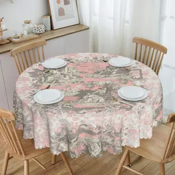 Toalha de mesa Toalha de mesa redonda 60 polegadas, Cozinha, sala de Jantar Mesa Tecido Impermeável francês Motivo Flora Tampa de Tabela