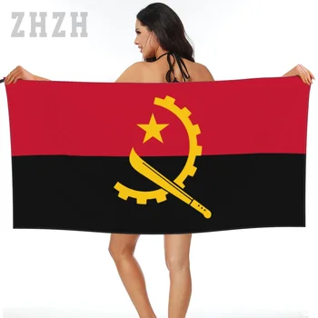 Mais o Design de Angola Bandeira Emblema de Banho Toalha de secagem Rápida Absorvente de Microfibra Suave de Água, Respirável, Praia, Piscina casa de Banho