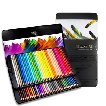 NYNOI 24/36/48/72/120 lápis de cor Definido Profissional Óleo de 3,7 mm de Recarga caixa de Lata Grafite Desenho lápis Para material Escolar