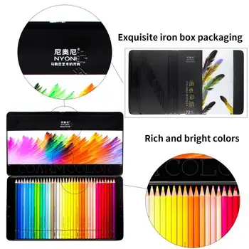 NYNOI 24/36/48/72/120 lápis de cor Definido Profissional Óleo de 3,7 mm de Recarga caixa de Lata Grafite Desenho lápis Para material Escolar