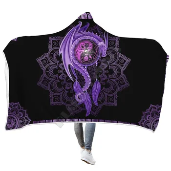 Plstar Cosmos Dragão com Capuz Cobertor 3D full Impresso Wearable Cobertor Adultos homens mulheres crianças Menino Menina Cobertor 03