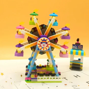 Modelo 3D DIY Mini Blocos de Tijolos de Construção Sonho Parque de Diversões Palhaço Roda Gigante Parque infantil Arquitetura de Brinquedos para Crianças