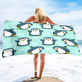 Pinguim de Aves Toalhas de Praia Seca Rápido, Microfibra Macio e Absorvente Toalha de Banho ao ar livre de Viagens de grandes dimensões Areia Gratuito de toalhas de Praia