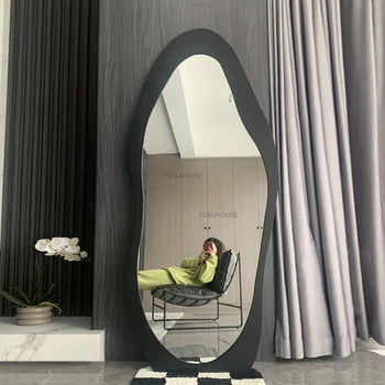 Nordic Prata Decorativos de Parede de Espelhos para a Sala de Desembarque Espelhos de corpo Inteiro de Decoração de Casa de Quarto Luminoso Espelho de Vestir