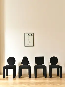 Nordic criativo preto de pelúcia de lã cadeira de jantar de casa moderna, simples fezes encosto maquiagem cadeira de cadeira de jantar cadeira sotaque