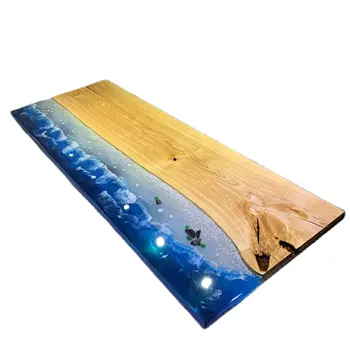 Personalizado arte de resina epóxi rio, tabela de madeira, tabela do chá do oceano registo de madeira maciça grande conselho tabela, preta, sândalo, mesa de chá, de nogueira
