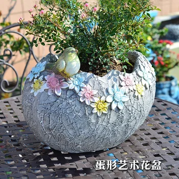 Em Forma De Ovo Vaso De Flores De Jardim, Varanda Decoração De Pequenos Animais Planta Verde Artesanal Combinação Pátio Suculenta Decoração