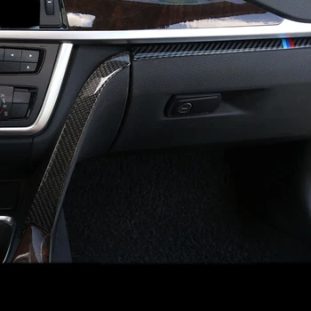 2pcs de Fibra de Carbono, Interior do porta-Luvas co-Piloto de Ferramentas de Tira Decorativa Tampa de acabamento Para BMW série 3 Série 4 3GT F30 F31 F32 F34 acessórios