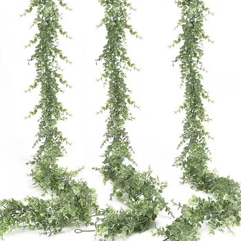 1Pack Eucalipto Garland Artificial de Plantas de Videira para o Casamento pano de Fundo o Arco de Coroa de flores, Decoração Home da Parede de Vegetação de Eucalipto Falso Planta