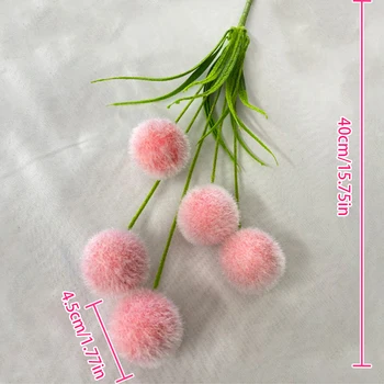 5 Cabeça De Flocagem Hairball Simulação De Flores Artificiais, Plantas Falso Flor De Plantação De Frutas Arranjo De Casamento De Material De Decoração De Jardim