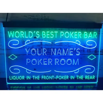 Nome Personalizado do Mundo, a Melhor Sala de Poker Licor Bar de Cerveja de Cor Dupla Sinal de Néon do DIODO