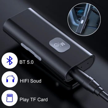 Bluetooth 5.0 Receptor Adaptador de 3,5 mm AV/entrada AUX de Áudio sem Fios de alto-Falante Para Carro PC Receptor de Fone de ouvido mãos livres Apoio TF Cartão