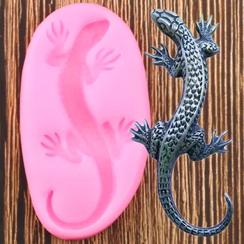 3D Lagarto Gecko Molde de Silicone Fondant a Argila do Polímero de Resina Moldes de Decoração do Bolo de Ferramentas de Chocolate Gumpaste Moldes