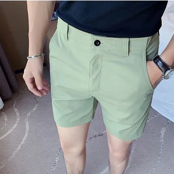 O Coreano Moda Shorts Ocasionais Do Algodão De Trabalho Shorts Streetwear Pura Cor De Verão, Shorts Conforto Fino Legal Calças De Homens 2023