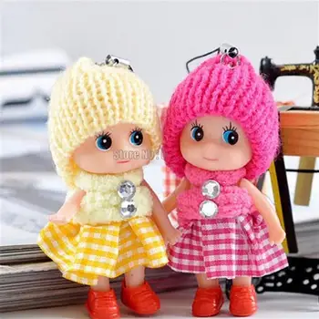 6pcs Bonito Moda do Luxuoso das Crianças Bonecas Chaveiro Soft Brinquedos de Pelúcia Chaveiro Mini Animais de Pelúcia Chave da Cadeia de Bebê Para Meninas Mulheres