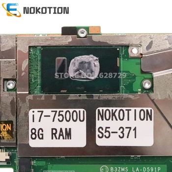 NOKOTION Para ACER swift S5-371 S5-371T Laptop placa-Mãe I7-7500U CPU 8G de RAM NBGHX1100C NBGHX1100C B3ZMS LA-D591P