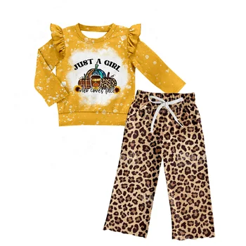 Atacado Crianças De Abóbora Roupas Leopard Listras Calças De 2 Conjuntos De Peças Casuais Criança Boutique De Roupas De Halloween