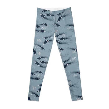 Orca em Movimento / azul-cinzento oceano padrão Leggings calças de yoga? Mulher de calças leggings Push-up