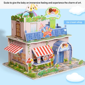 Manual Casa de Simulação de Villa de Puzzle de Construção do Castelo de Crianças DIY 3D Montados Casa de Brinquedo Quebra-cabeça Divertido Placa de Espuma Para Crianças de Presente
