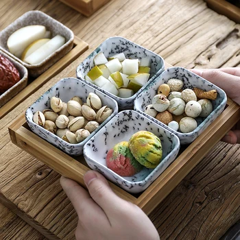 Criativo de cerâmica, grade de prato de fruta lanche da placa travessa Japonês pequeno prato com bandeja ambiente de trabalho de Casa frutas secas bandeja do snack da