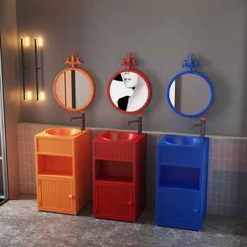Custom-made industriais estilo retrô moderno e minimalista lavatório de ferro forjado cor do armário do banheiro do assoalho-montado lavatório