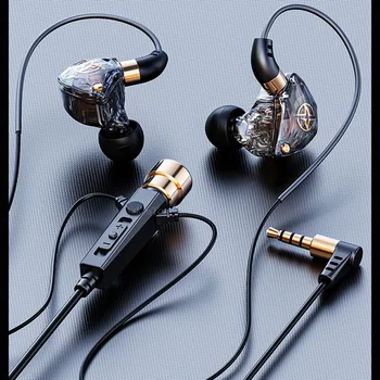 QUENTE-Aparelhagem hi-fi Fones de ouvido com Fio Com Microfone de Cancelamento de Ruído Dinâmico de ouvido Na Orelha Fones de ouvido de Baixo Fone de ouvido Para Esportes